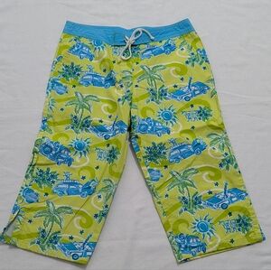 Lilly Pulitzer Cruisin Woody Car Beach Pants with Monkeys Lions & Giraffes